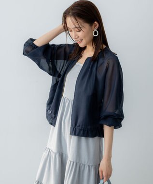 組曲 L カラーボイルノーカラー ブルゾン ネイビー系