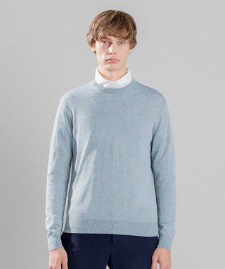 JOSEPH HOMME リネンナイロンプレーン　クルーネックニット ターコイズブルー系