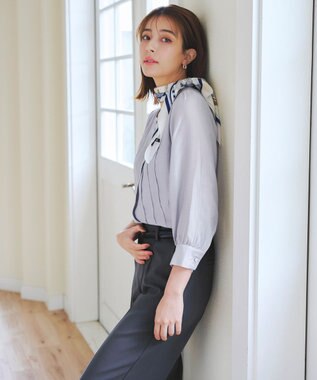 Tiaclasse 【洗える】シアーピンタックブラウス グレー