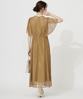 ANY SIS 【洗える】ストライプレーシー ドレス マスタード