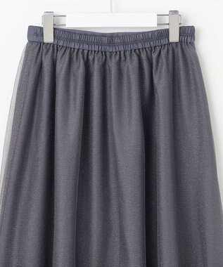 Feroux 【洗える】ラメチュール スカート ライトグレー系