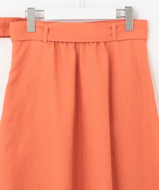 自由区 【接触冷感/セットアップ着用可】トリアセテートツイル フレアスカート オレンジ系