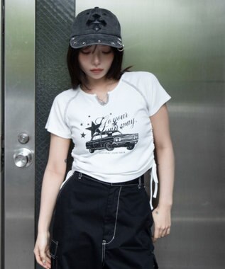WEGO キーネックサイドレースアップちびT 柄8