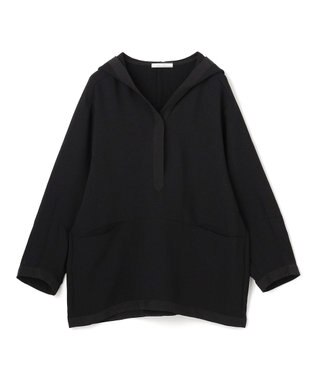 BEIGE， 【洗える】POMONA / Vネックフード付プルオーバー Black