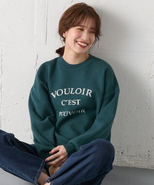 ANY しあわせタッチメッセージニット グリーン