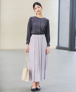 Tiaclasse 【洗える】シアーピンタックブラウス チャコールグレー