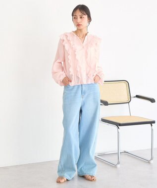 earth music&ecology フリルリボンブラウス Pink