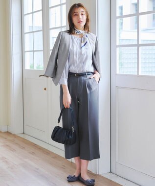 Tiaclasse 【洗える】シアーピンタックブラウス グレー