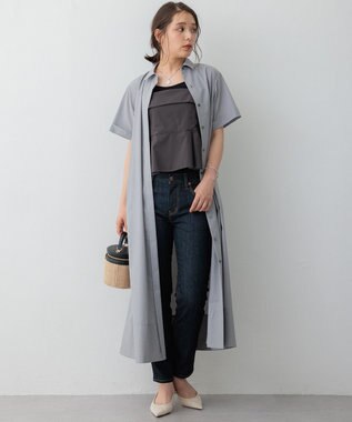 23区 【CLASSY.コラボ】ビスチェコンビ シャツワンピース ライトグレー×スレート