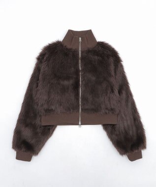 WEGO 【25年秋冬新作】フェイクファーショートブルゾン ダークブラウン