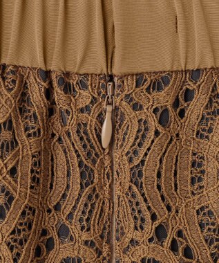 自由区 S 【SHIHOさん着用】バイカラーレース スカート キャメル×グレー