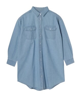 Green Parks ミディ丈デニムシャツワンピース Light Indigo
