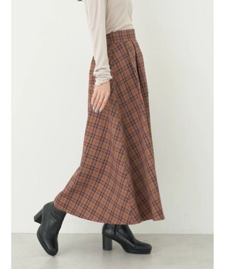 earth music&ecology チェックフレアスカート Check Brown