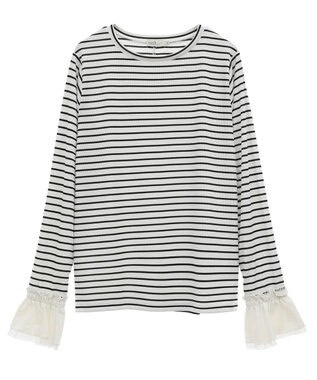 earth music&ecology フリルスリーブリブプルオーバー Border