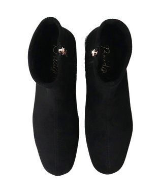 Bridget Birkin 【Bridget Birkin】パールチェーンヒールストレッチショートブーツ ブラックスウェード