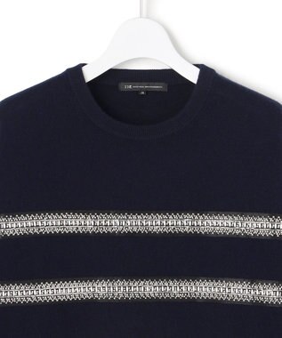 23区 【WEB&一部店舗限定/滝沢眞規子さん着用】ビジューボーダー ニット ネイビー系