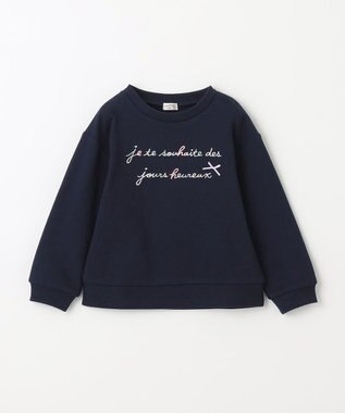 ANY KIDS 【春まで主役】レインボー刺繍トレーナー ネイビー