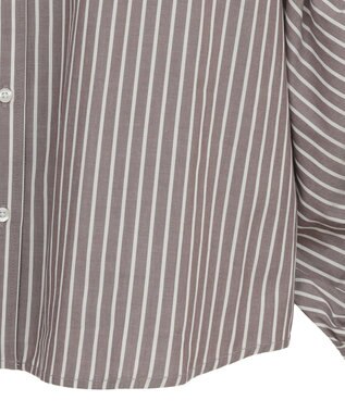 CRAFT STANDARD BOUTIQUE 袖シャーリングバンドカラーシャツ Stripe Brown