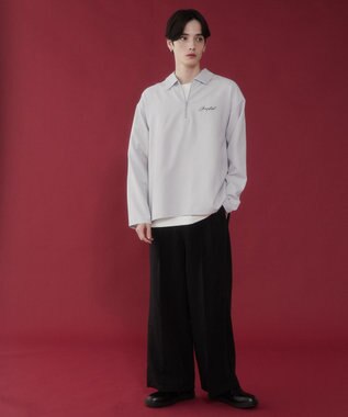 WEGO 【軽量/シワにならない】ドライポリハーフZIPシャツ（LS） ライトグレー