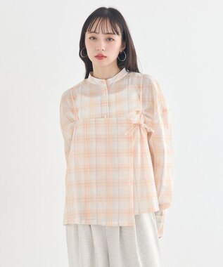 earth music&ecology 【予約】【綿100％】SET2点エプロンライクビスチェ＋シャツ オレンジ