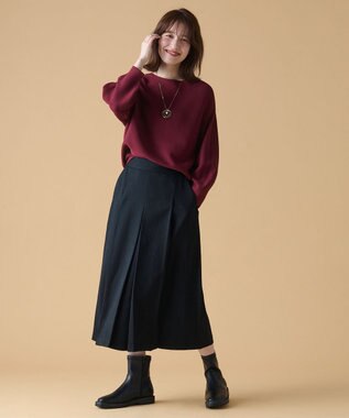 ANY 【洗濯機可】パフスリーブガーターニット ボルドー