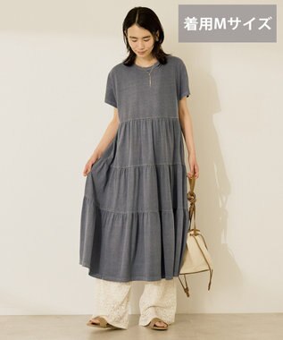 AMERICAN HOLIC 【選べる丈】加工ティアードワンピース Navy
