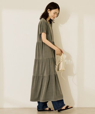 AMERICAN HOLIC 【選べる丈】加工ティアードワンピース Charcoal Gray