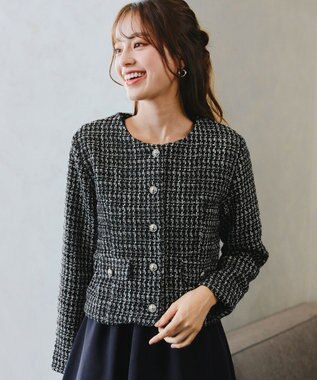 Tiaclasse 【洗える】ツイードノーカラージャレロ