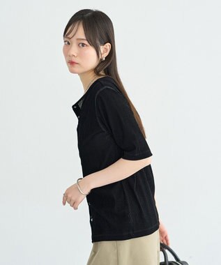 earth music&ecology フロッキーチュールカーディガン Black