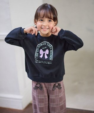 ANY KIDS 【WEB限定】7days 裏毛トレーナー ブラック×リボン
