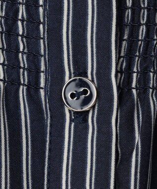 ANY SIS フロントボタンシャーリング ワンピース ネイビーストライプ