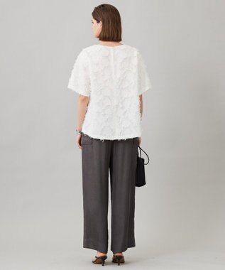 ICB 【洗える】 ヘアリーシアージャカード ブラウス オフホワイト系