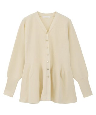 Green Parks 金釦ペプラムニットカーディガン Ecru