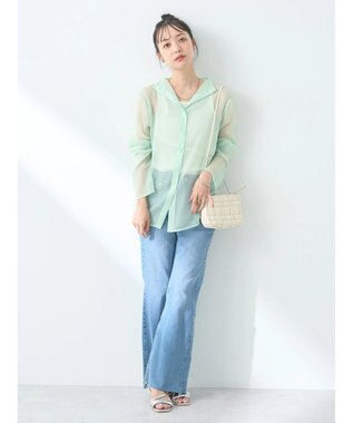 earth music&ecology シアーハイネックシャツ Light Green