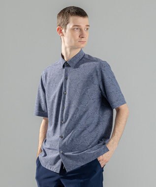 新素材【洗える/通気性】ヨシタレース　レギュラーカラー半袖シャツ