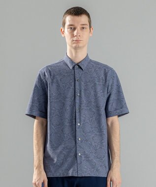 JOSEPH HOMME 新素材【洗える/通気性】ヨシタレース　レギュラーカラー半袖シャツ ネイビー系