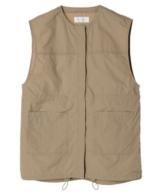 Green Parks ノーカラーミリタリーベスト Beige