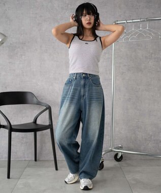 WEGO 【カップ付きインナー】グラフィックカップ付きリブタンク 柄5