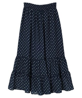 earth music&ecology ちょっとレトロなティアードスカート Dot Navy