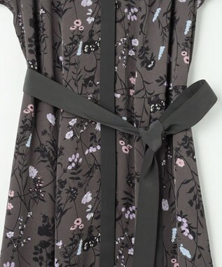 自由区 S 【WEB&一部店舗限定】ハーバルフロープリント8分袖 ワンピース [新色]チャコール