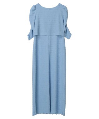 earth music&ecology やわらかカットソーレイヤード見えワンピース Blue