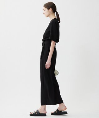 ICB L 【接触冷感・UVカット・洗える】 T/Rドライリネン Tブラウス ブラック系