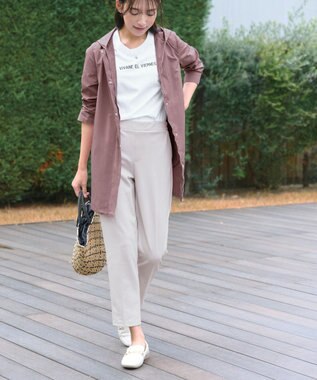 Tiaclasse L 【UVカット・吸水速乾】 “きれい見え” カットソーテーパードパンツ グレージュ