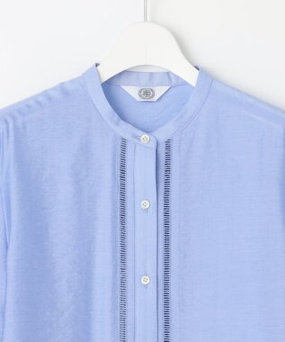 J.PRESS LADIES S 【WEB限定カラーあり・洗える】Sheer Vis リネン バンドカラー ブラウス サックス系