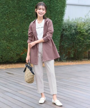 Tiaclasse L 【UVカット・吸水速乾】 “きれい見え” カットソーテーパードパンツ グレージュ