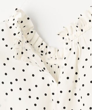 ANY 【洗濯機可・UVケア・接触冷感】フリルネックブラウス オフベースドット