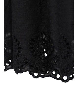 Green Parks ■ＥＳＣＡＲ　ウェーブカット×ローン刺繍ワンピース Black