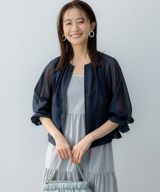 組曲 L カラーボイルノーカラー ブルゾン ネイビー系