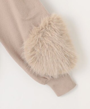 Feroux 【洗える】ファースリーブ ニットプルオーバー ベージュ系