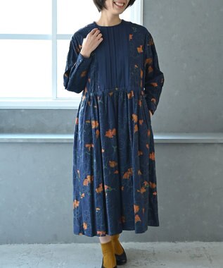 vintage ドレス ワンピース ウール 衿刺繍ワンピース